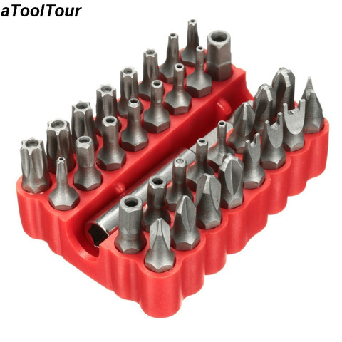 Juego de 33 Uds. De tornillos de seguridad a prueba de manipulaciones, llave inglesa hexagonal, puntas de destornillador pequeño con soporte magnético de 1/4 