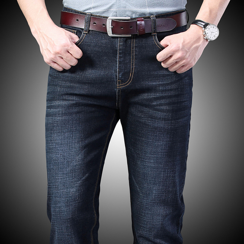 Jean Homme hombres pantalones vaqueros Slim Denim azul Spijkerbroeken hombre motorista Pantalones casuales cuero ► Foto 1/6