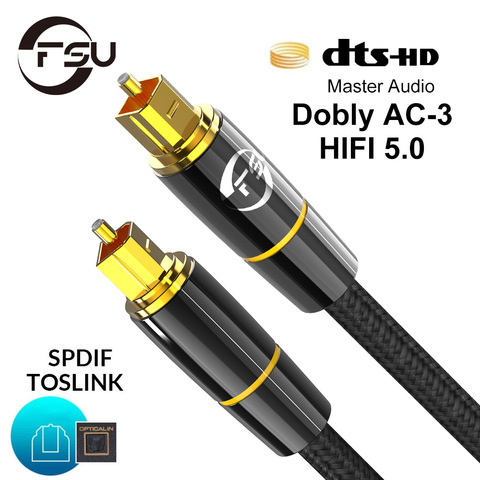 FSU de Cable de Audio de alta fidelidad 5,1 Digital SPDIF de fibra de Toslink Cable de sonido óptico para TV reproductor de Blu-ray amplificador 3m 5m 10m de Cable óptico ► Foto 1/6