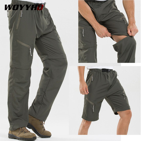 Pantalones de senderismo desmontables de secado rápido para hombre, ropa de deporte de verano, para acampar, Trekking, escalada, pantalones cortos de pesca transpirables ► Foto 1/6