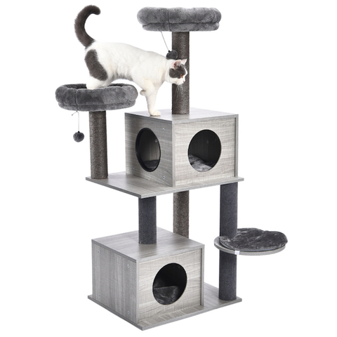 Poste rascador para casa, árbol para gatos, torre de varios niveles, juguetes para mascotas, Protector de muebles de madera maciza, entrega doméstica ► Foto 1/6