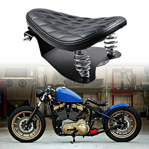 Asiento individual de cuero Retro para motocicleta, soporte de resorte de 3 pulgadas para Harley, personalizado, Chopper, Sportster, Bobber, Honda, Yamaha, Kawasaki, 1 Juego ► Foto 1/6