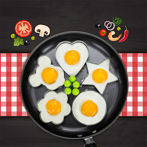 Molde para tortillas de huevo frito de acero inoxidable, 5 uds., molde para freír huevos, molde para freír huevos, utensilios de cocina ► Foto 1/6