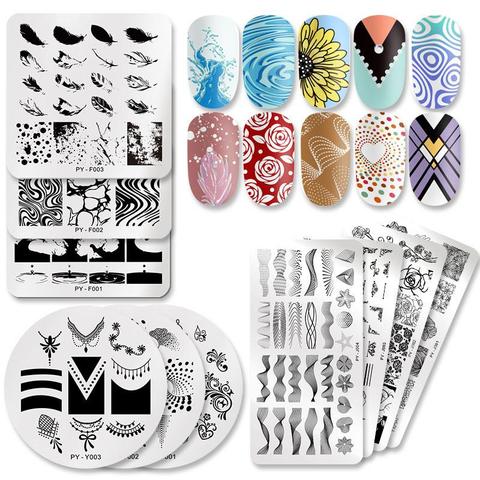 PICT YOU Nail Stamping placas flor rectángulo Acero inoxidable Nail Image plantillas Plantilla de estampado ► Foto 1/6