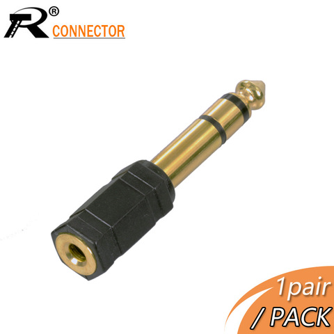 Conector Jack de 3,5mm con 6 esquinas, Conector de 6,35mm y 3 polos, macho estéreo a adaptador hembra de 3,5mm, Conector de micrófono de audio chapado en oro, 2 uds. ► Foto 1/5