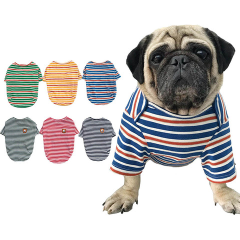 Clásico Ropa para perros, a rayas camisa del animal doméstico Ropa de perros grandes traje de Pug Bulldog Ropa para mascotas Ropa de Perro gordo Ropa para perros ► Foto 1/6