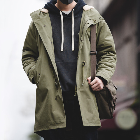 Maden-abrigo grueso con capucha para hombre, M-51 de algodón con cola de pez, abrigo parka de terciopelo, verde militar Chaqueta de algodón, cortavientos ► Foto 1/6