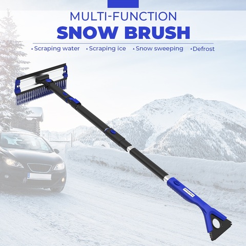 Pala extensible 4 en 1 para nieve, raspador de hielo, cepillo de nieve, removedor de agua para coche, SUV, parabrisas escarchado, herramienta limpiadora de invierno ► Foto 1/6