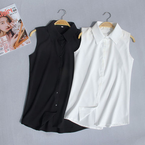 Blusa De chifón sin mangas para verano, camisa blanca De talla grande para Mujer ► Foto 1/6