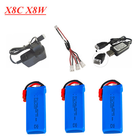 Batería Lipo de 7,4 V y 2700mAh + cargador de 7,4 V para Syma X8C X8W X8G HQ899 RC partes de helicóptero 2S 7,4 v Drone Batería 1 Uds. A 3 uds. ► Foto 1/5