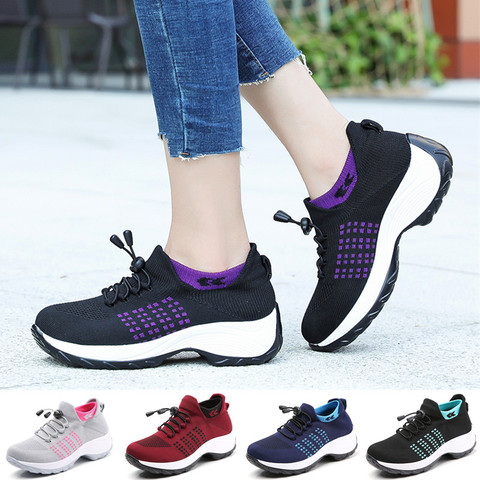 Zapatillas para caminar cómodas y gruesas para mujer, calzado deportivo transpirable para exteriores ► Foto 1/5