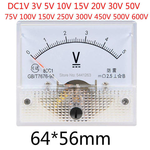 85C1-V DC 1V 3V 5V 10V 15V 20V 30V 0-50V 100V 150V 250V 300V 500V 600V Panel analógico indicador de voltaje de voltios medidor de Error 2.5% ► Foto 1/6