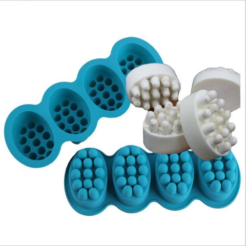 4 cavidad 3D hecho a mano moldes de silicona para jabón de terapia de masaje Bar molde hacer pastillas de jabón Oval forma jabones de resina ► Foto 1/6
