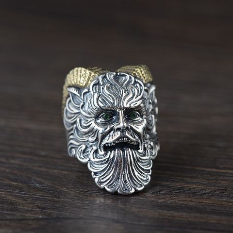 Anillos Vintage de cuerno de carnero Satan para hombre, anillos Punk de fiesta de motocicleta, anillo del diablo con personalidad, accesorios de joyería de acero inoxidable ► Foto 1/6