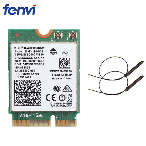 Adaptador de tarjeta de Wifi de doble banda inalámbrico de CA de 433Mbps para ordenador de escritorio, compatible con Intel 9462NGW NGFF M.2 Key E, con antenas Bluetooth 5,0, para Win10 ► Foto 1/5