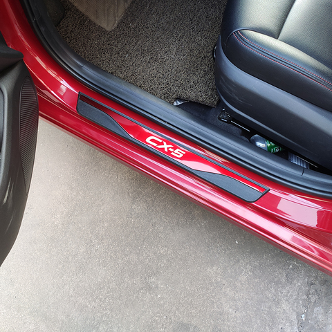 Para la etiqueta engomada del coche de estilo Mazda Cx 5 Cx-5 Cx5 Umbral de puerta de Protector de placa de desgaste de acero inoxidable accesorios de acero ► Foto 1/6