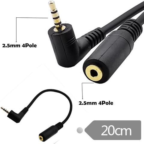 Cable adaptador de Audio estéreo de 4 polos de 2,5mm macho a Jack hembra de 2,5mm 90 macho en ángulo recto a hembra ► Foto 1/5