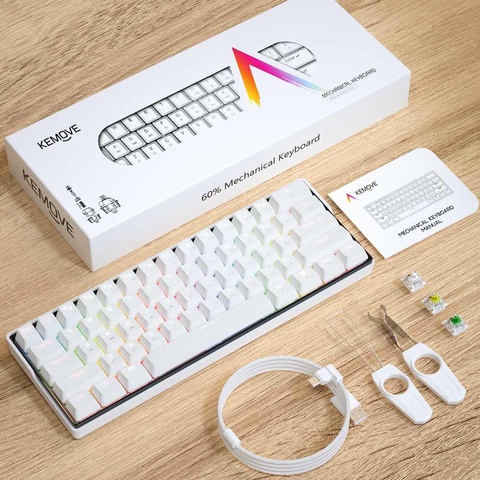 KEMOVE SnowFox 61 clave interruptor de teclado mecánico 60% NKRO bluetooth teclas PBT inalámbrico juegos por cable de teclado TABLET PC del DK61 ► Foto 1/6