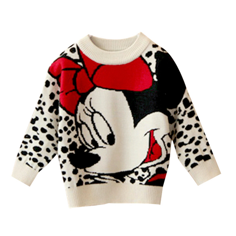 Ropa de dibujos animados de Mickey para niños, ropa interior de felpa de invierno para niño y niña, jersey de cuello alto de punto grueso, suéteres para niños ► Foto 1/6