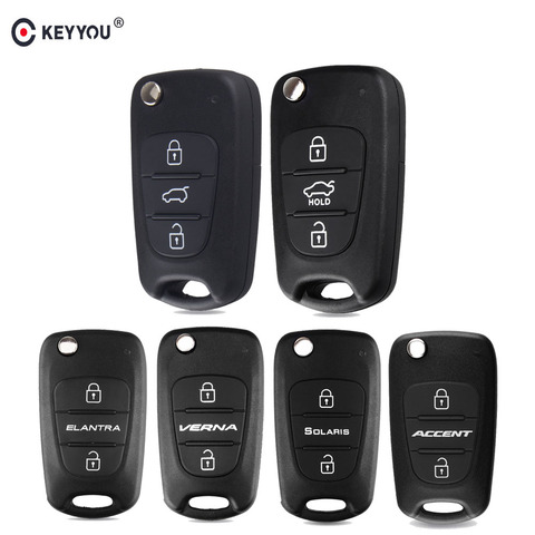 KEYYOU 3 Flip botón remoto de la llave del coche blanco para Hyundai I20 I30 IX35 I35 acento Solaris Avante Elantra verma ► Foto 1/6