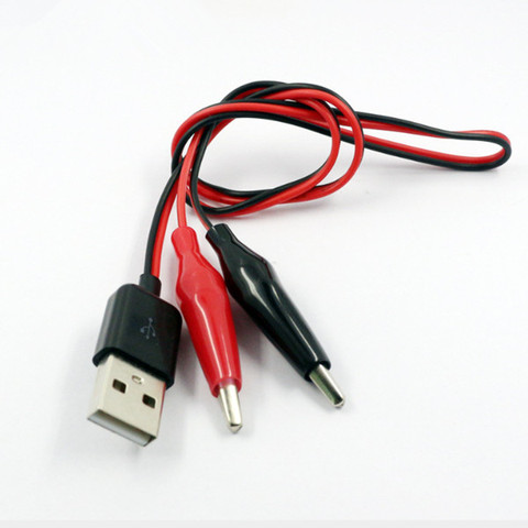 Pinzas de prueba de cocodrilo a USB, conector macho, cable adaptador de fuente de alimentación, pinzas de cocodrilo de 60cm ► Foto 1/6