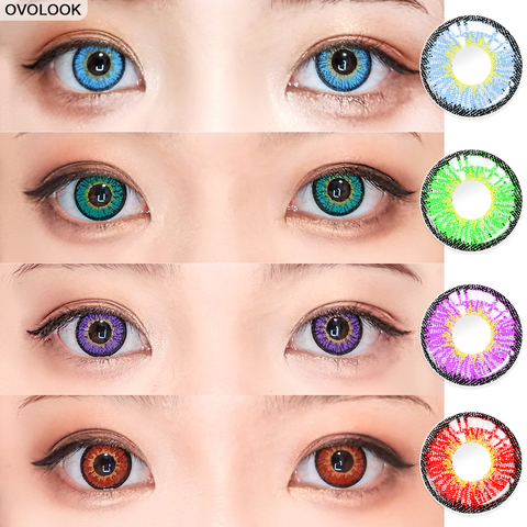 OVOLOOK-2pcs/par de lentes de contacto para Cosplay, lentes de ojo coloreado de 4 tonos, lentillas de colores, Ojos de Anime ► Foto 1/6