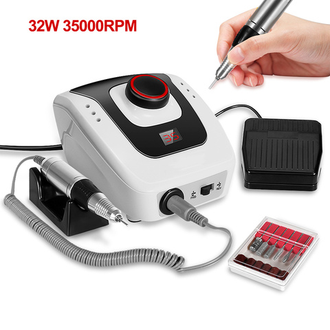 Taladro eléctrico para uñas, accesorios para manicura y pedicura profesional, Lima eléctrica con cortador, herramientas para uñas, 35000RPM ► Foto 1/6