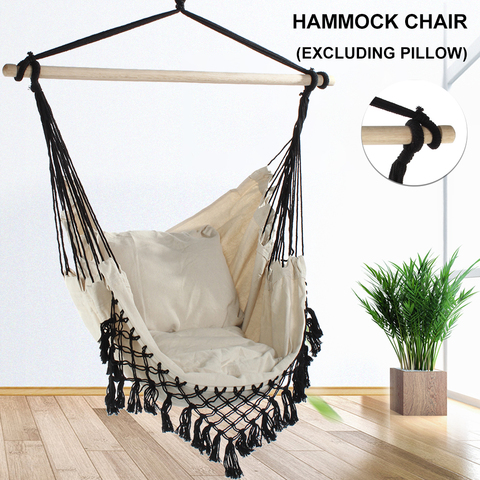 Silla hamaca colgante para jardín y hogar de estilo nórdico de 130x100x100cm, silla colgante para interiores y dormitorios con caña de madera ► Foto 1/6