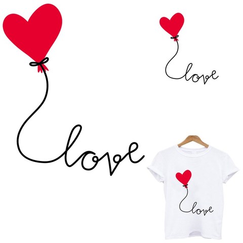 Parches de rayas de globo de amor para mujer, apliques térmicos de camiseta para mujer, parches de transferencia de ropa fusible, parche personalizado ► Foto 1/6