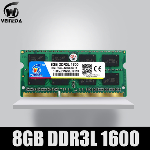 VEINEDA portátil Ram de DDR3L 4GB 8GB 1600 PC3-12800 204PIN memoria DDR3L 1333 PC3-10600 SODIMM Ram Compatible con Intel ddr3 placa base ► Foto 1/5