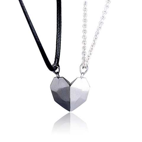 2 uds minimalista amantes juego amistad corazón colgante par magnético distancia facetado corazón pareja COLLAR COLGANTE de joyería ► Foto 1/6