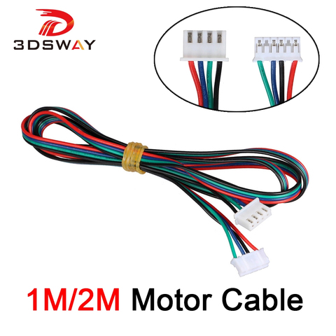 Conector de Cable de Motor de impresora 3D 3DSWAY, 4 unids/lote, 1M/2M, DuPont line HX2.54, 4 pines a 6 pines, Terminal blanco, 4 pines, Cables de Motor paso a paso ► Foto 1/4