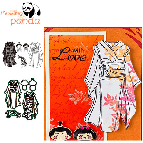 MovingPanda-Conjunto de sellos de kimono japonés, troqueles de corte de Metal y sellos para álbum de recortes y fabricación de tarjetas de papel ► Foto 1/3