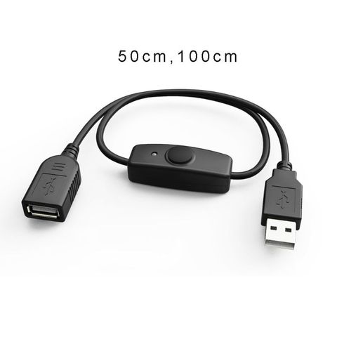 Cable extensor de sincronización de datos USB 2,0, Cable de extensión USB con interruptor, indicador LED para Raspberry Pi, PC, ventilador USB, lámpara LED, Cargador USB ► Foto 1/6