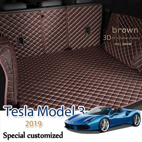 De cuero estera de maletero de coche Tesla modelo 3 2022 de carga de accesorios Interior de arranque ► Foto 1/6