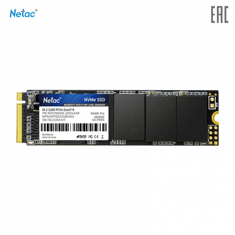 Unidad interna de estado sólido, Netac, NT01N930E-256G-E4X, Ordenador de oficina, almacenamiento interno SSD N930E Pro M.2 2280 NVMe 256GB otro PCI Express ► Foto 1/1