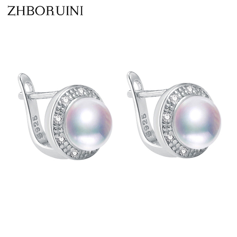 ZHBORUINI 2017 Nuevos Pendientes de Perlas Plata de Ley 925 Joyas de Estilo Vintage Perla Natural de Agua Dulce Pendiente Del Perno Prisionero Para Las Mujeres Regalo ► Foto 1/6