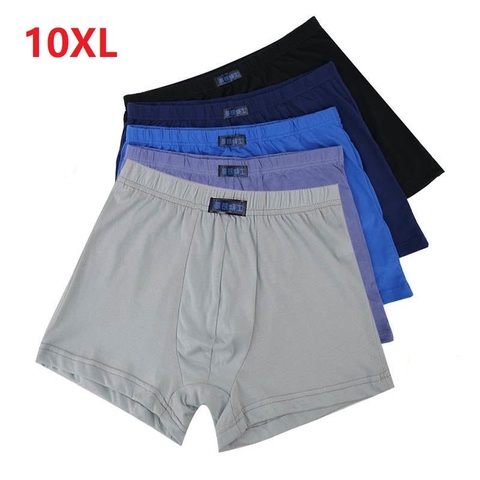 5 unids/lote 10XL 9XL 8XL de talla grande 100% algodón para Hombre Ropa interior Boxer hombres respirable sólido Flexible calzoncillos Boxershorts calzoncillos ► Foto 1/6