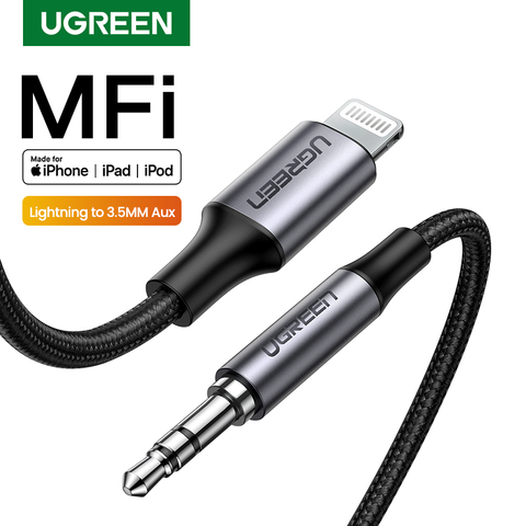 UGREEN MFi Lightning a Cable auxiliar de 3,5mm para iPhone 11 Pro Max X 8 7 de 3,5mm para auriculares Jack adaptador macho Aux Cable de Audio estéreo Cable de ► Foto 1/6