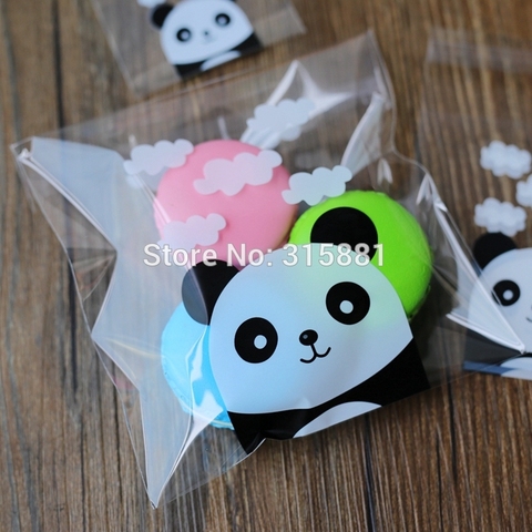 Bolsas de galletas de Panda bonito, sello autoadhesivo, panadería, pan, bolsas de regalo, bolsas de plástico, 100 unids/lote ► Foto 1/5