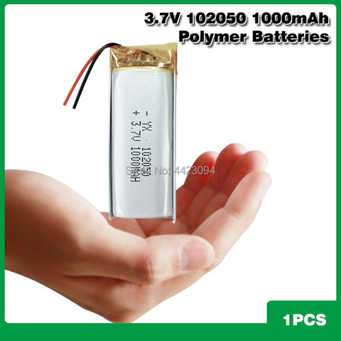 3,7 V Lipo células 102050, 1000mah batería recargable de polímero de litio para MP3 GPS bolígrafo de luz LED instrumento de belleza ► Foto 1/6