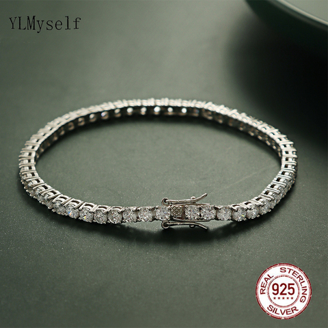 Pulsera de tenis de plata pura de 16-20,5 CM, joyería de 2-4mm, 5A, CZ, regalo eterno para esposa, joyería 925 auténtica impresionante ► Foto 1/6