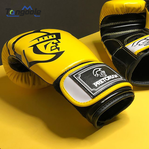 Guantes De boxeo para hombre y mujer, manoplas De cuero MMA Muay Thai Boxe De Luva, equipamiento Sanda, 10, 12, 14 y 16OZ ► Foto 1/6