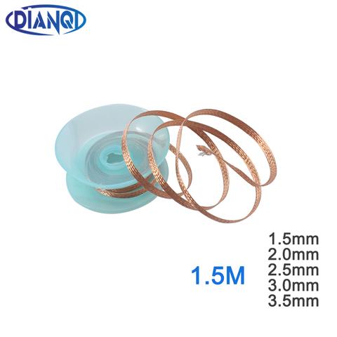 1,5 M de línea de absorción de 1,5 M de longitud ancho 1,5mm 2,0mm 2,5mm 3mm 3,5mm trenza de desoldadura de soldadura mecha para removedor de herramienta de reparación ► Foto 1/6