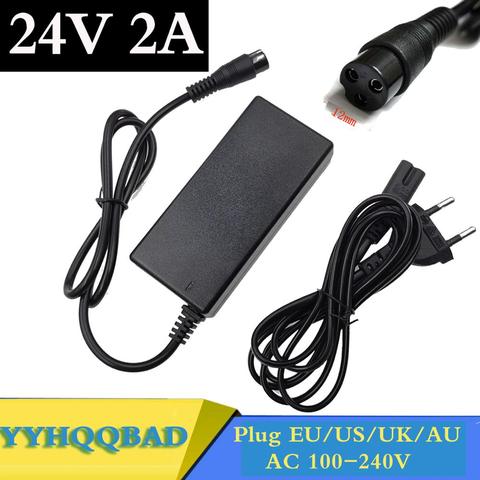 Cargador de batería de ácido y plomo de 24V y 2A, cargador para bicicleta eléctrica, silla de ruedas, carrito de golf, 3 puntas, en línea, 12MM ► Foto 1/6