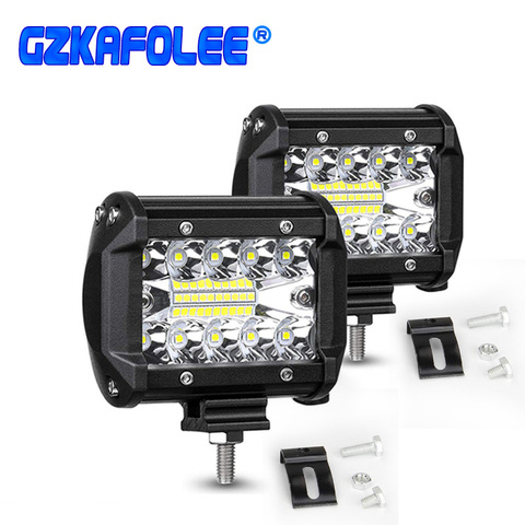 GZKAFOLEE-Barra de luz LED de obra de 4 pulgadas, faro antiniebla de 12V y 24V para barco, Tractor, camión, 4x4, SUV, ATV ► Foto 1/6