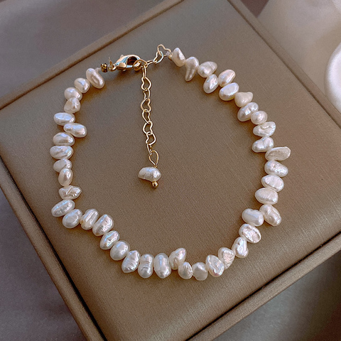 Pulsera de perlas naturales de agua dulce para mujer, joyería de moda coreana, Blanco Simple, salvaje, de uso diario, 2022 ► Foto 1/6