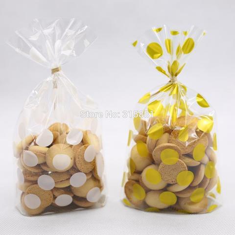 Blanco oro puntos bolsa de galletas diy bolsas de regalo para la fiesta de Navidad de caramelo y jabón hecho a mano de trabajo 20 unids/lote ► Foto 1/6