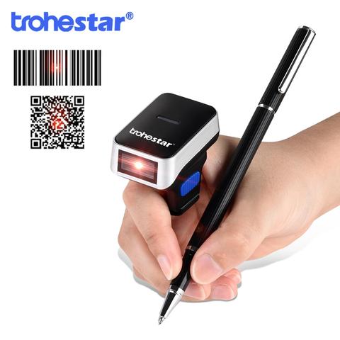 Trohestar-escáner de código de barras 2D portátil, anillo de código QR, escáner de código de barras portátil, Mini lector de código de barras portátil, escáner Bluetooth ► Foto 1/6