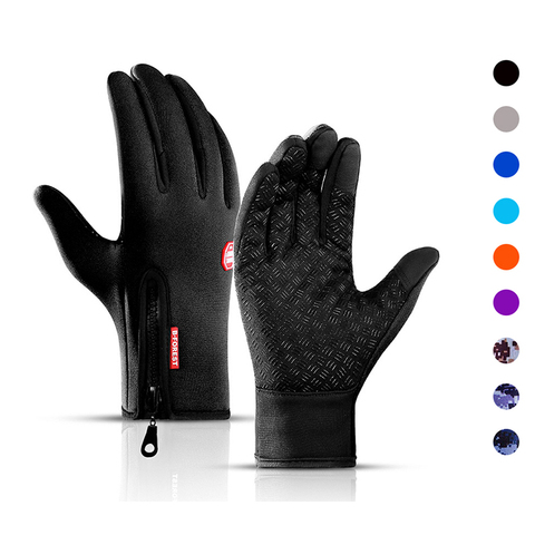 Guantes de pesca cálidos con pantalla táctil para hombre y mujer, resistentes al agua, para esquí, ciclismo resistente al viento, antideslizantes, color negro, para invierno ► Foto 1/6